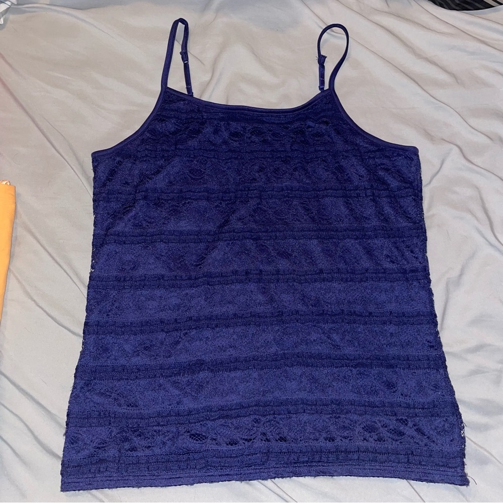 Vanity Lace Tank Top - Navy Midnight Blue - Large